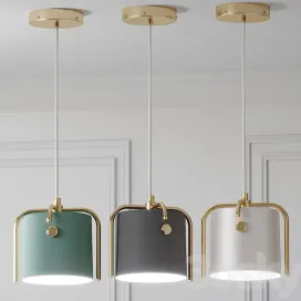 Nordic drum shade pendant lamp gray